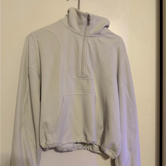 Lululemon - Brushed Softstreme Ribbed Bone Half Zip -Size 8 - Picture 2 of 4